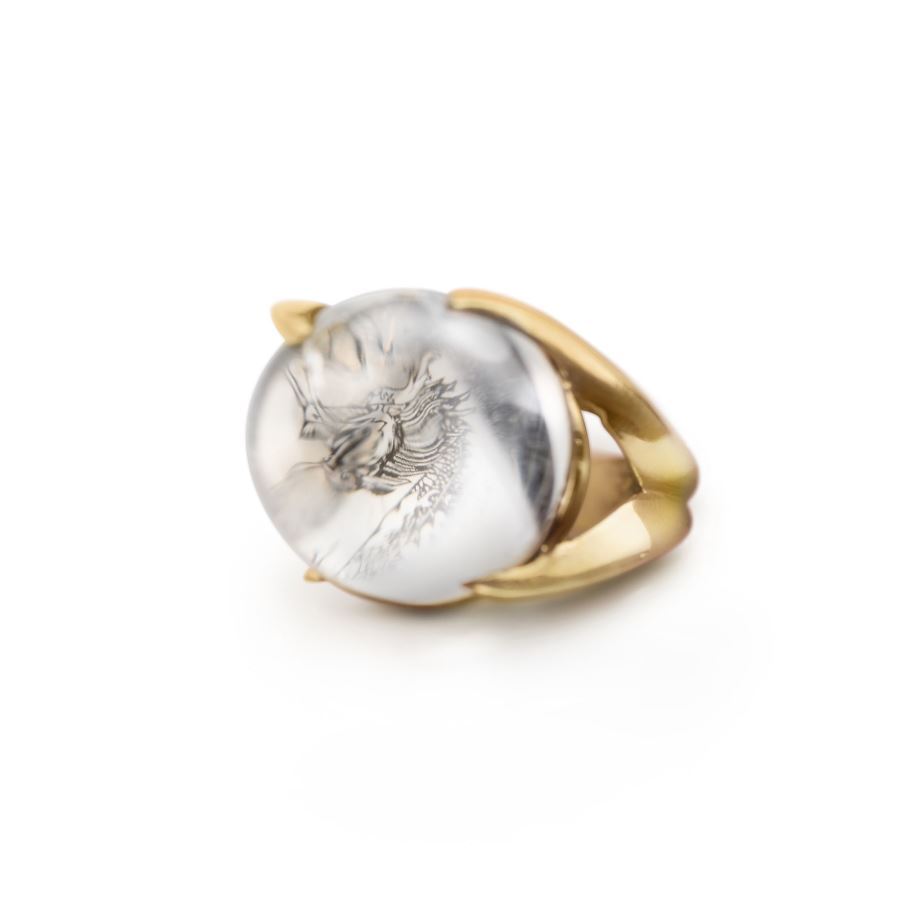 Anello 'Solis' in bronzo con cristallo di rocca SOLIS | AN CABBRO